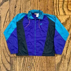 Vintage 80’s Nike Colorful Retro Windbreaker Jacket w/ Stowaway Hood